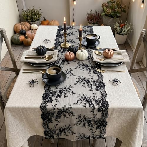 Black Lace Table Runners 30x120 Inches - 6 Pack Elegant Wedding Decor