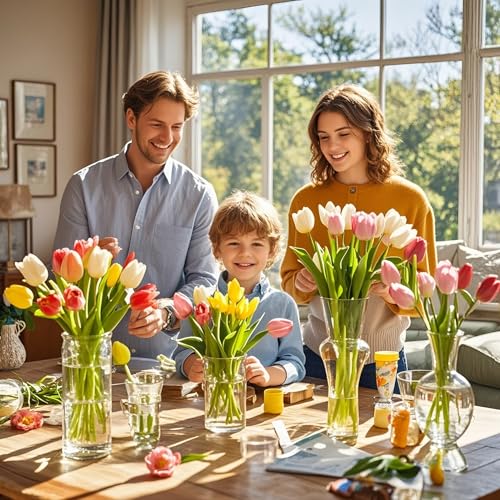 40pcs Faux Silk Tulip Flowers Bouquet for Home Wedding Table Decor - No Odor