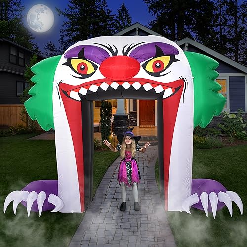 10 FT Halloween Inflatable Clown Archway Outdoor Decor - Spooky Yard Decoration