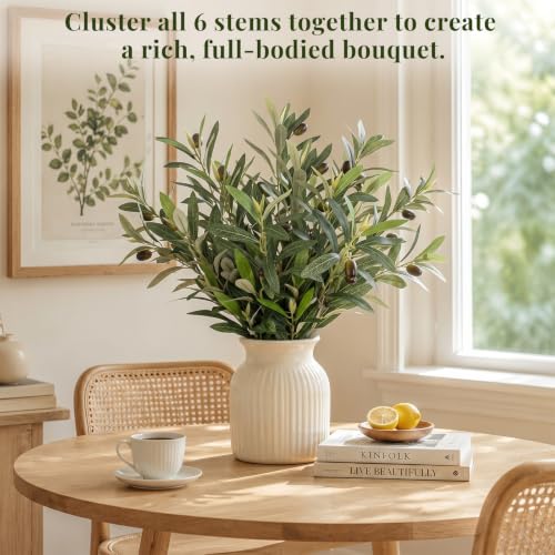 Artificial Olive Branches Set - 6 Pieces, 17.7 Inch Lifelike Faux Foliage for Home Decor