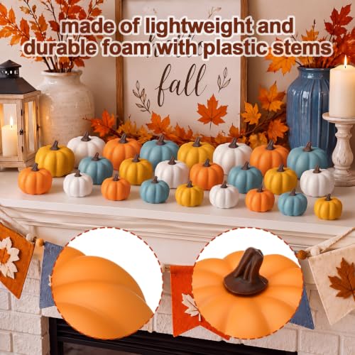 Rustic Color Fall Faux Pumpkins Set of 24 - 3 Sizes Autumn Table Centerpiece