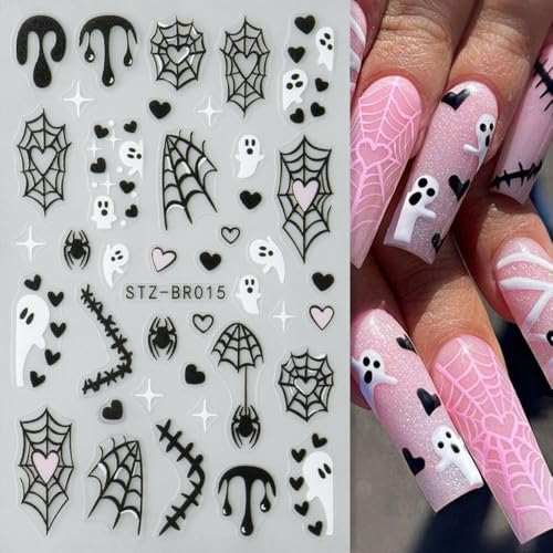 Halloween Ghosts Bat Spider Web Nail Stickers - Self-Adhesive Nail Art Decals - Halloween 06