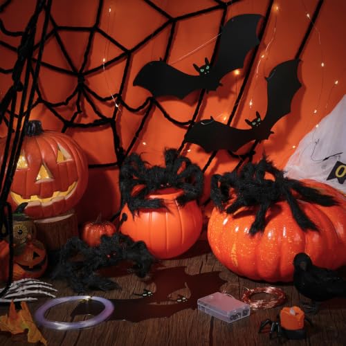 Halloween LED String Lights with Spiders and Bats Indoor Decor Set - 17 Pieces