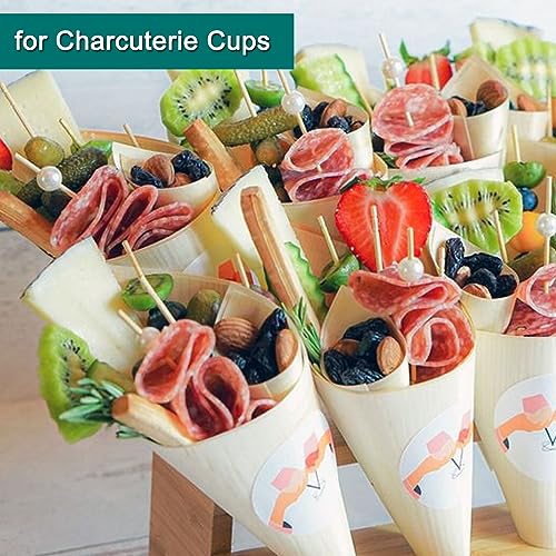 White Pearl Cocktail Picks Skewers - 100 pcs 4.7 Inch for Bridal Shower