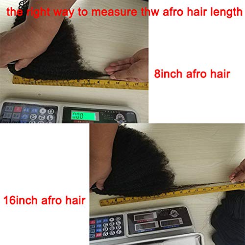 SAGA QUEEN Afro Kinky Curly Clip In Hair Extensions Human Hair 8pcs 18clips 120g/pck Brazilian Virgin Remy Human Hair 4B 4C Afro Curly Clip Ins Natural Black Color 16inch Clip On Hair Extension