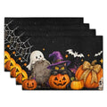 Halloween Placemat Set of 4 - Spooky Ghosts Pumpkins Cats Bats Web Table Mats