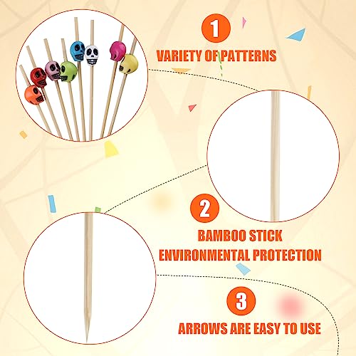 Halloween Skeleton Drink Toppers 150pcs Colorful Cocktail Picks for Drinks & Desserts
