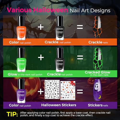 Halloween Nail Polish Set A2 Haunted Forest Palette with Glow & Crackle Effects