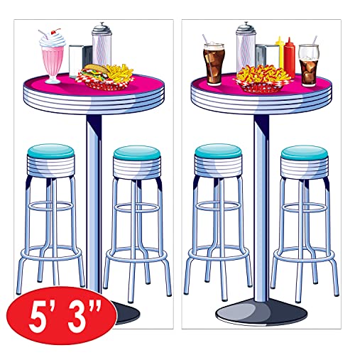 Retro 1950s Soda Shop Wall Decorations - 4 Piece Set for Parties & Events