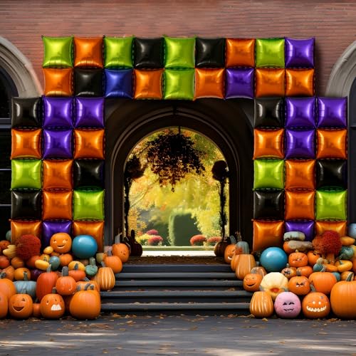 Halloween Balloon Arch Kit 50 Black Orange Square Foil Balloons Party Decor