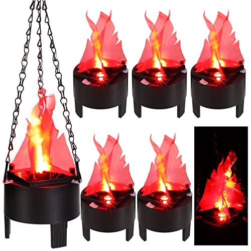 Halloween 3D Fake Fire Effect Hanging Lamp with Chain - Indoor & Outdoor Decor