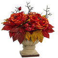 15-Inch Artificial Peony and Sedum Flower Arrangement for Home Decor