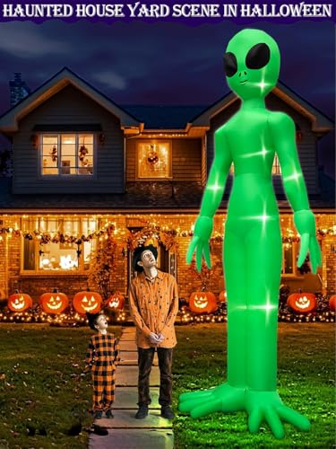 14 Ft Giant Halloween Inflatable Alien Decoration with LED Lights for Yard and Garden