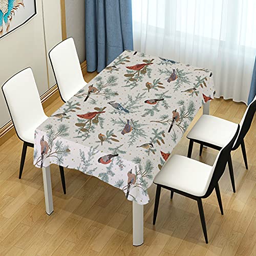 Vintage Winter Bird Cardigan Tablecloth 54 x 72 Inch - V Xmas Variation