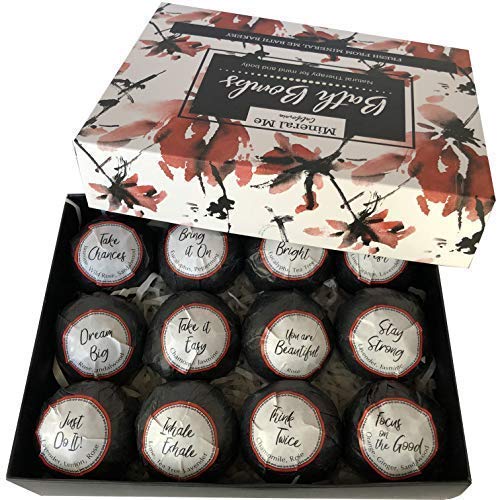 Bath Bombs for Women Relaxing with Inspirational Messages, 12 Natural and Organic Bath Bombs with Essential Oils & Skin Moisturizing Shea Butter. Easter Basket Essentials Gift for Wife, Girlfriend,