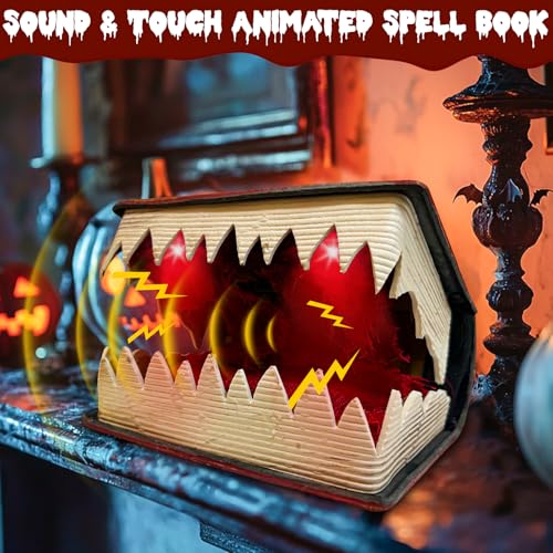 Sound & Motion Activated Halloween Spell Book Decor - Animated Light-Up Prop