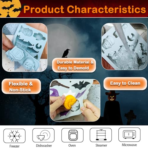 Halloween Silicone Mold Set 3-Piece Haunted Castle Tombstone & Creepy Designs