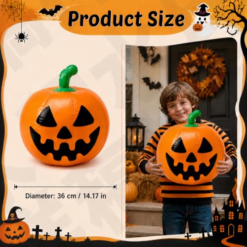 16 Pack Halloween Pumpkin Pool Floats - Inflatable Jack O Lantern Beach Balls