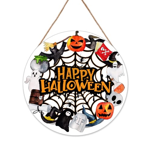 Halloween Door Decorations - Ghosts and Goblins Wooden Sign - Spooky Home Decor