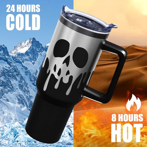 Halloween Skeleton 40 oz Tumbler with Lid Handle and Straw - Variation 04