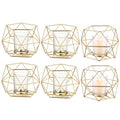 Gold Geometric Tealight Candle Holders Set - 6 Pieces Wedding Centerpieces