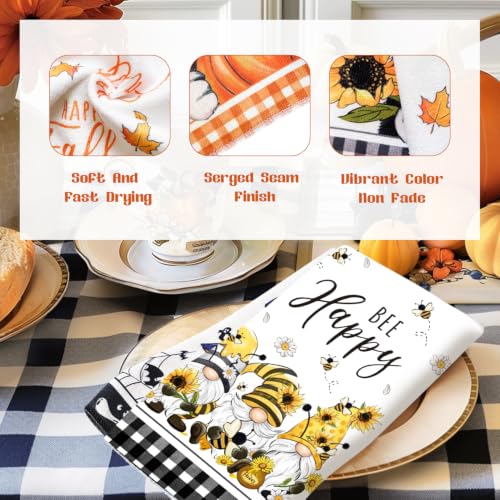 Gnome Kitchen Towels Set - Absorbent Holiday Dish Cloths, Seasonal Housewarming Gift