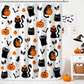Halloween Shower Curtain Black Cat Pumpkin Ghost Waterproof Fabric 72x72 Inch