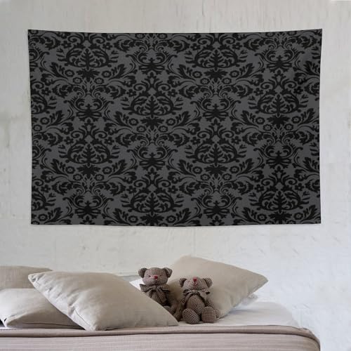 VUMIVI Victorian Gothic Floral Damask Tapestry Wall Hanging - Halloween 17 Variation, W90xL60in