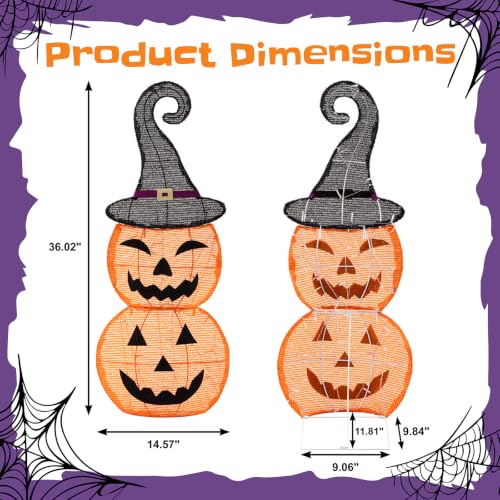 36-Inch Lighted Halloween Pumpkin Decorations with 36 LEDs - Pumpkin Variation
