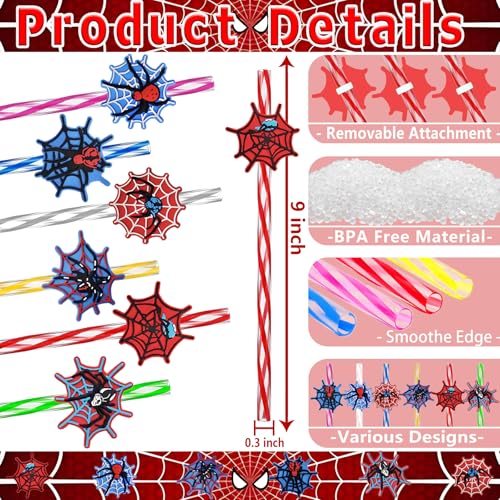 Reusable Spider Web Drinking Straws Set for Halloween & Birthday Parties
