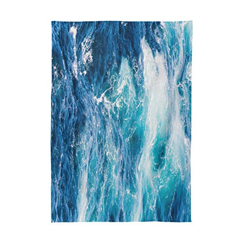 Ocean Waves Tablecloth 60x120 Inch Rectangular Polyester Table Decor - Blue Water Waves Variation