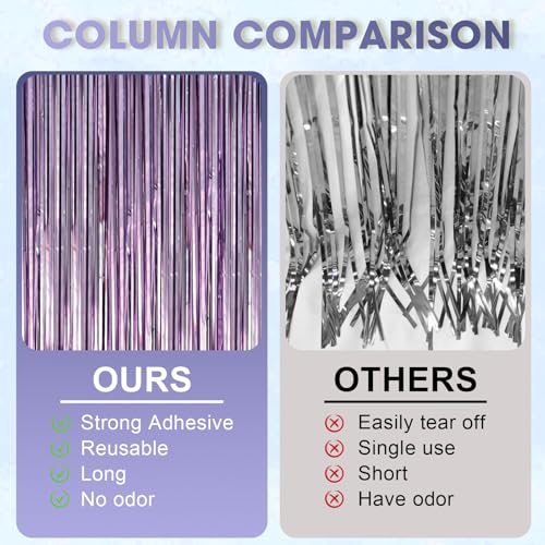 Light Purple Foil Fringe Backdrop Curtains - 3.3x6.6ft, 9pcs Party Decorations - Variation of THIS listing