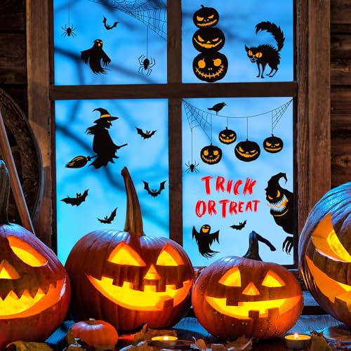 Halloween Window Clings - Zombie Vampire Party Decor, Bloody Handprints, Gray - Kid-Friendly Wall Decals