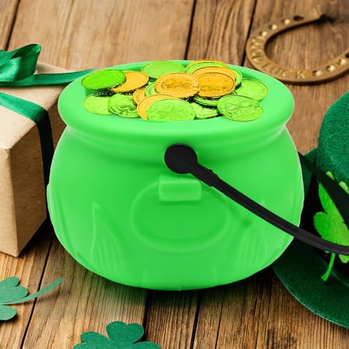 Plastic Green Cauldron Pot - 6 Inch Halloween St Patrick's Day Party Supplies