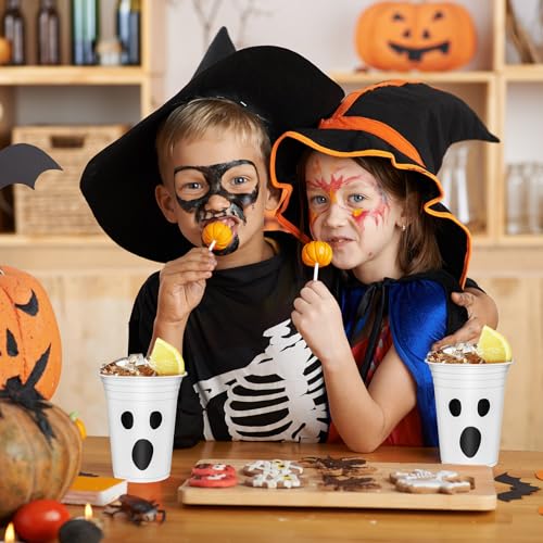 50Pcs Halloween Ghost Plastic Cups 12oz Disposable Party Drinkware