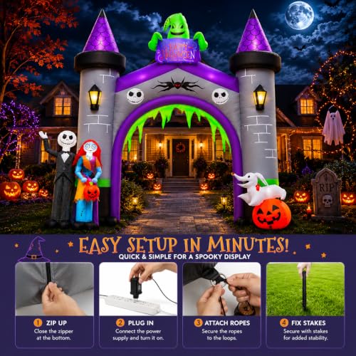 12FT Inflatable Halloween Archway with LED Lights for Yard Entryway Haunted House