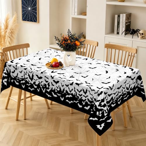 Halloween Bat Rectangle Tablecloth 60 x 84 Inches - Web & Bat Pattern, Indoor & Outdoor Decor - Variation of THIS listing