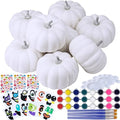 8-Piece DIY Pumpkin Painting Kit with Foam Pumpkins & Face Stickers - Fall Crafts for Halloween & Thanksgiving
