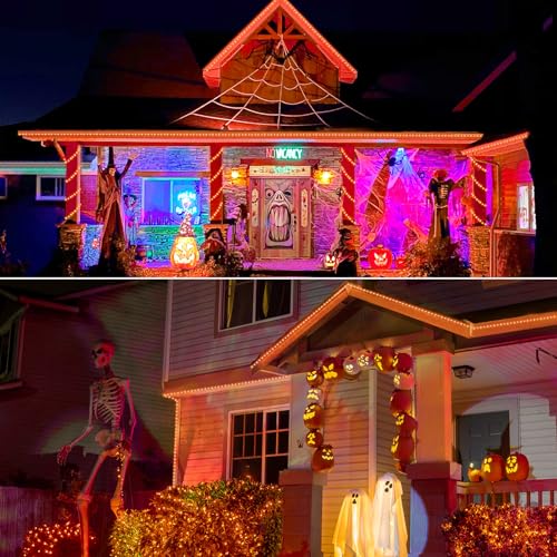 Orange 50ft LED Rope Lights Outdoor Waterproof Connectable Decorative Lighting