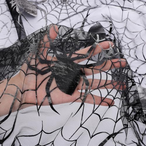Halloween Black Lace Spiderweb Table Runner 29x120 Inches - 3pcs, Spooky Decor