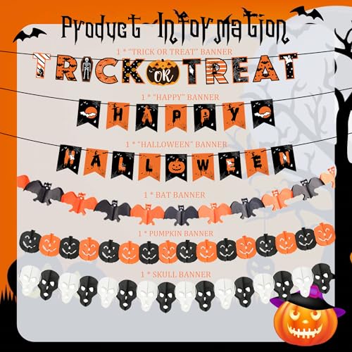 Halloween Party Decorations Kit with Banners, Hanging Swirls & Ghost Pumpkin Streamers