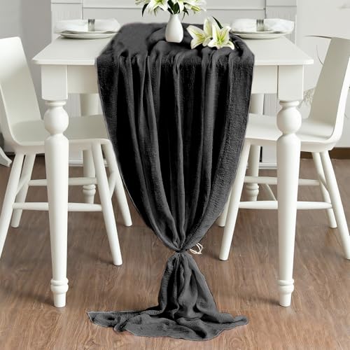 Black 10ft Cheesecloth Table Runner Set of 6 - Rustic Wedding & Home Decor