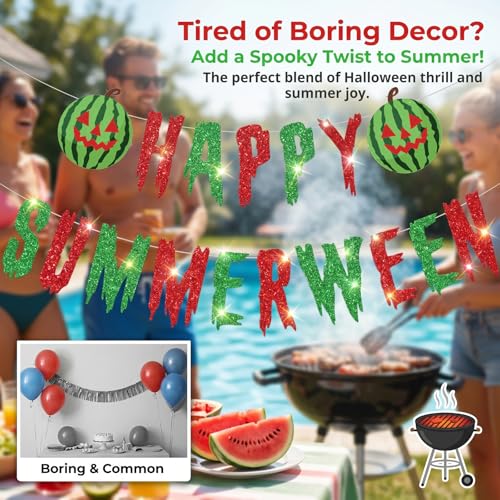 Summerween Halloween Banner Watermelon Spooky Party Decor - Summer & Fall Celebration