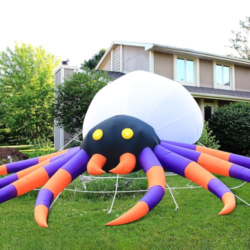 16FT Giant Halloween Inflatable Spider with Magic LED Lights Outdoor Yard Decor