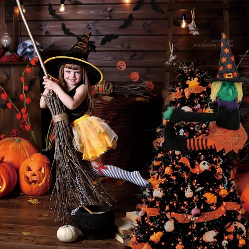 Halloween Witch Tree Topper - Black & Orange Plush Decor for Fall & Halloween - Variation of Halloween