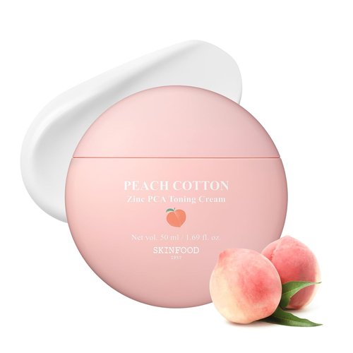 SKINFOOD Peach Cotton Tone Up Cream - Korean Tinted Moisturizer for Dewy & Matte Skin (1.69 fl. oz.)