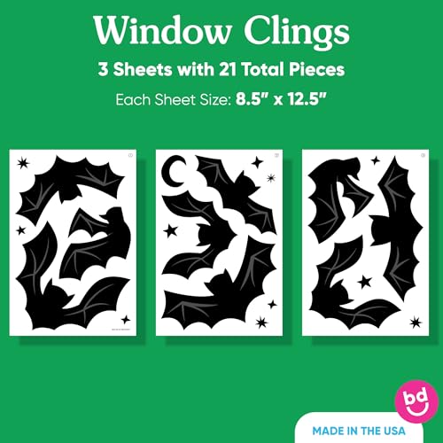 Reusable Halloween Black Bat Window Clings - Set of 3 Sheets Decorations