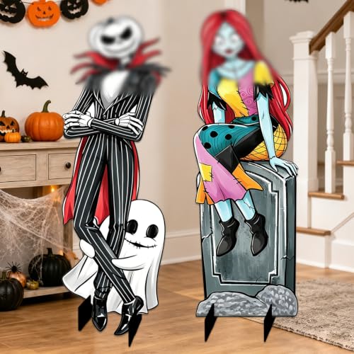 Halloween Yard Signs 29.9 Inch Spooky Decorations with Base - Night Before Holiday Christmas