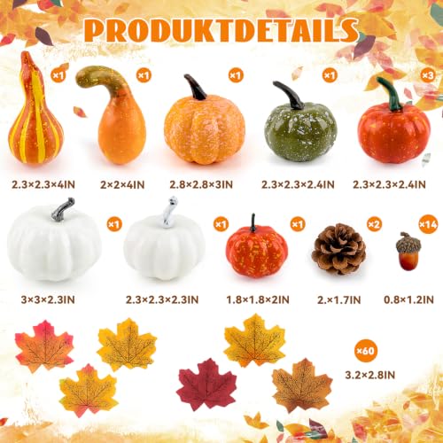 Thanksgiving Pumpkin Decor Set - 86pcs Fall Harvest Maple Acorns & Leaves