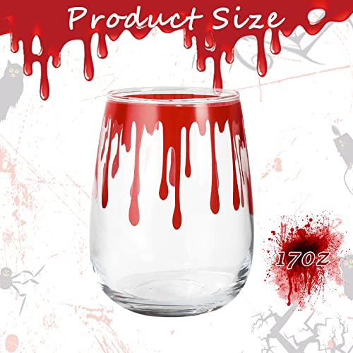 Halloween Blood Spattered Stemless Wine Glasses Set - 17oz Party Drinkware